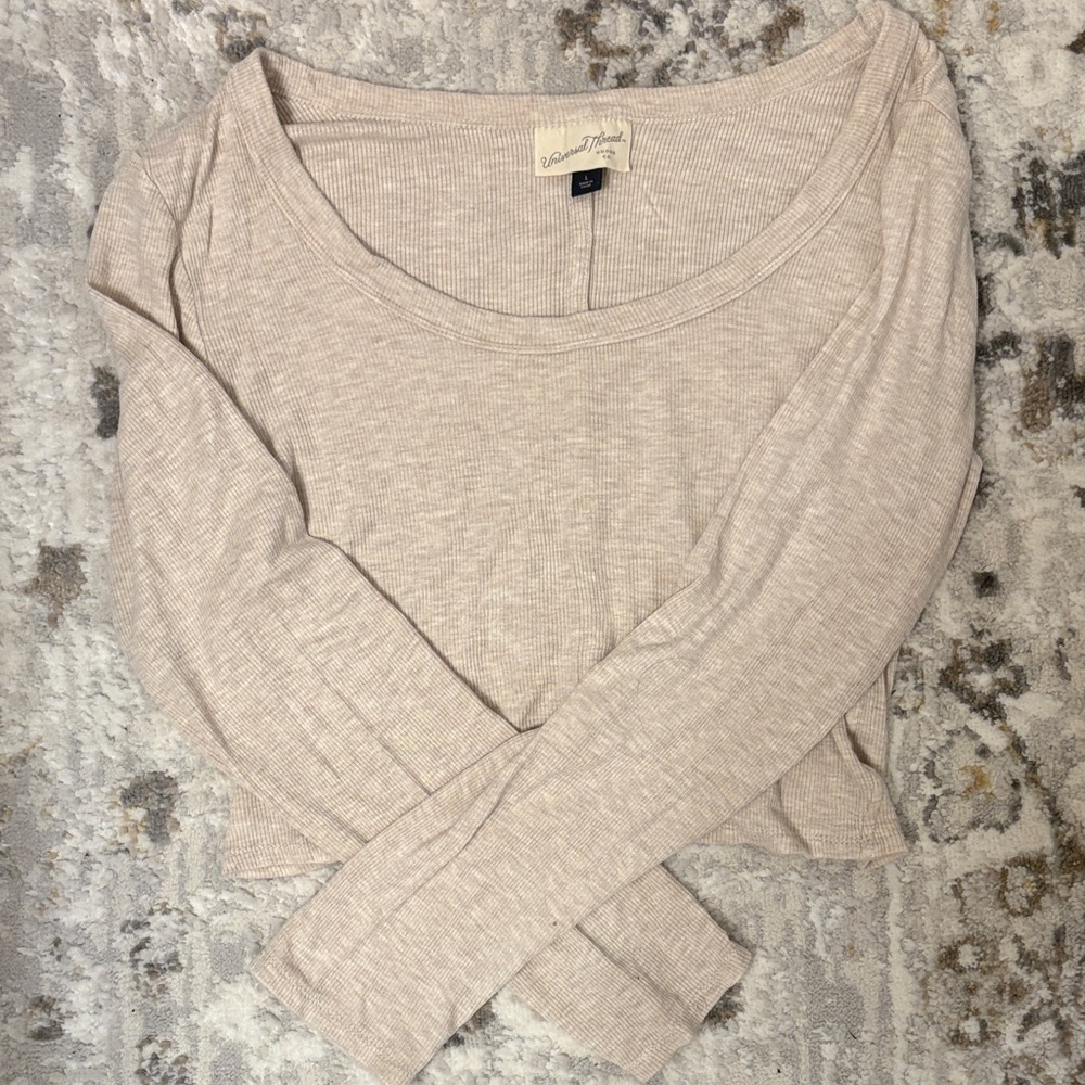Universal Thread Beige Long Sleeve Top cropped